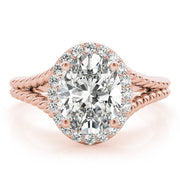 14K Rose Gold 1 ct tw Halo Diamond Engagement Ring