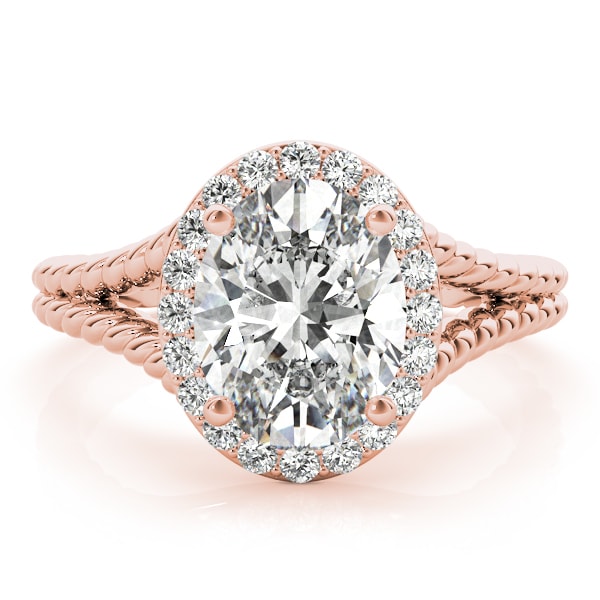 14K Rose Gold 1 ct tw Halo Diamond Engagement Ring