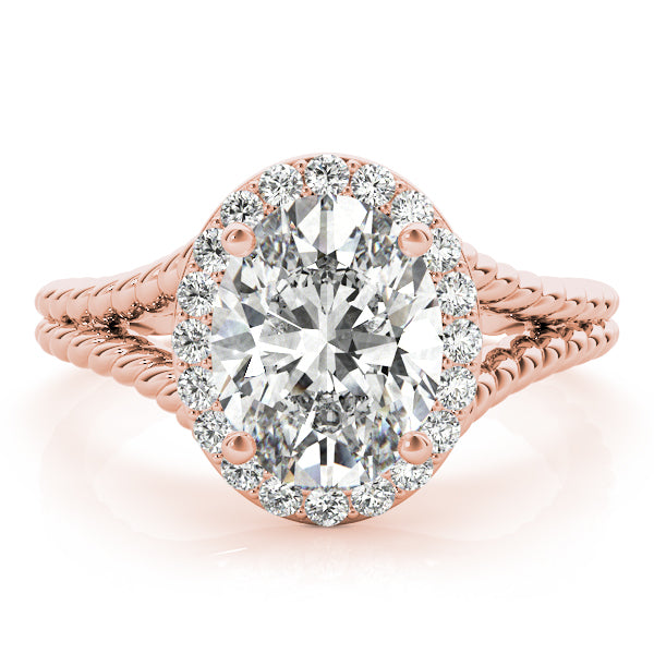 14K Rose Gold 1 ct tw Halo Diamond Engagement Ring