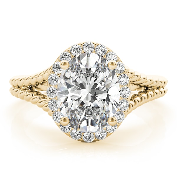 14K Yellow Gold 1 ct tw Halo Diamond Engagement Ring