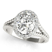 18K White Gold 1 ct tw Halo Diamond Engagement Ring