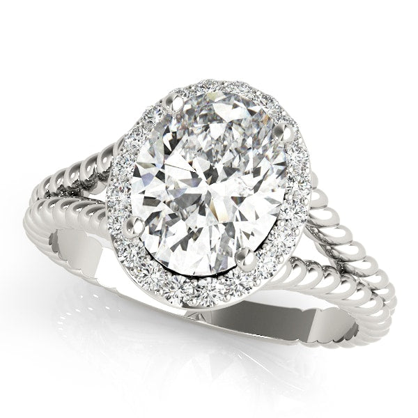 14K White Gold 1 ct tw Halo Diamond Engagement Ring