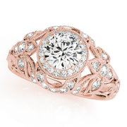 18K Rose Gold 1 1/5 ct tw Halo Diamond Engagement Ring
