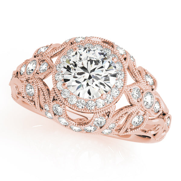 18K Rose Gold 1 1/5 ct tw Halo Diamond Engagement Ring