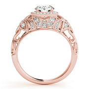 14K Rose Gold 1 1/5 ct tw Halo Diamond Engagement Ring