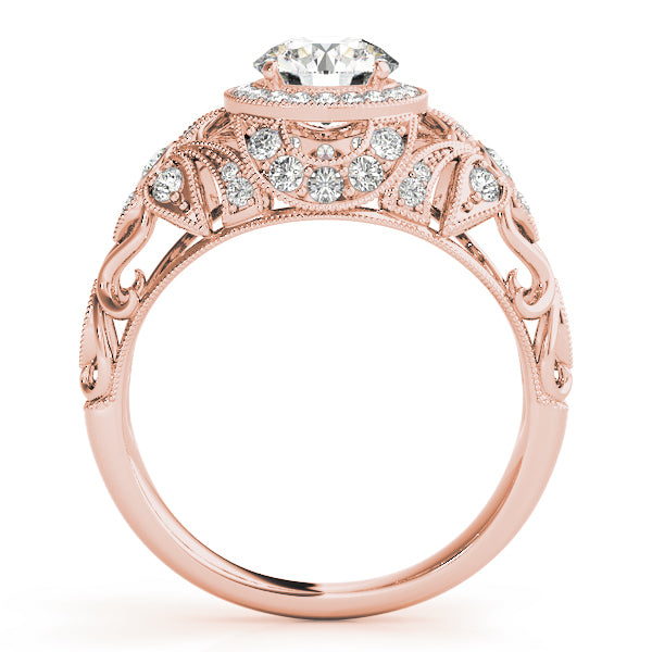 14K Rose Gold 1 1/5 ct tw Halo Diamond Engagement Ring