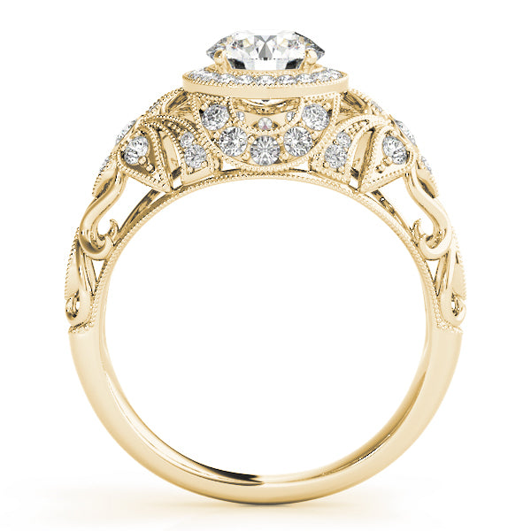 18K Yellow Gold 1 1/5 ct tw Halo Diamond Engagement Ring
