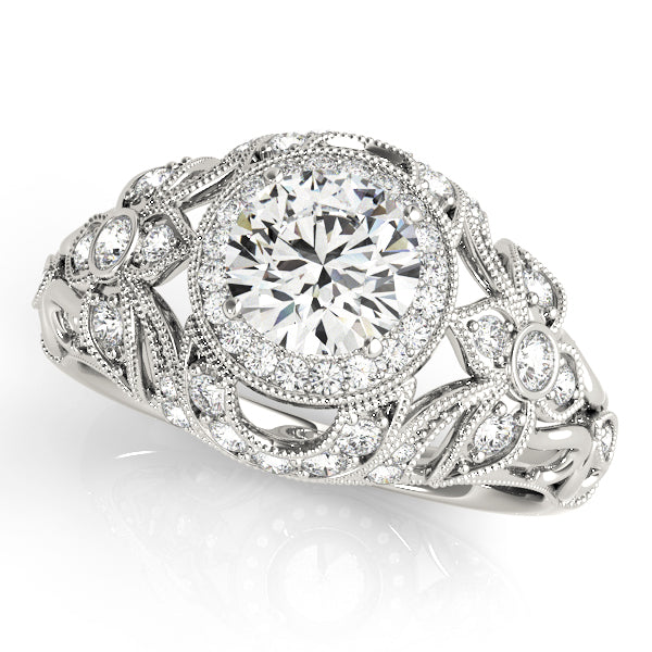 14K White Gold 1 1/5 ct tw Halo Diamond Engagement Ring