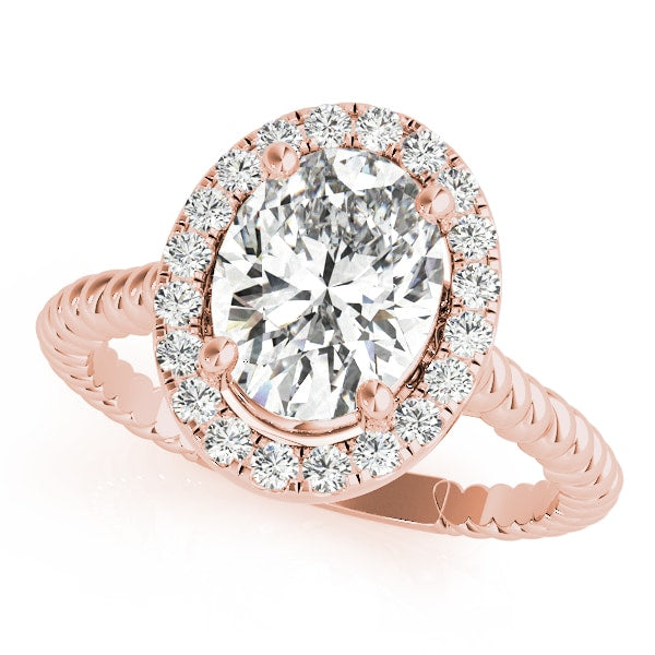 18K Rose Gold 1 ct tw Halo Diamond Engagement Ring