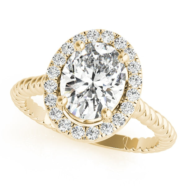 14K Yellow Gold 1 ct tw Halo Diamond Engagement Ring