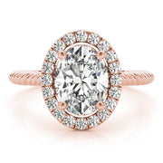 14K Rose Gold 1 ct tw Halo Diamond Engagement Ring