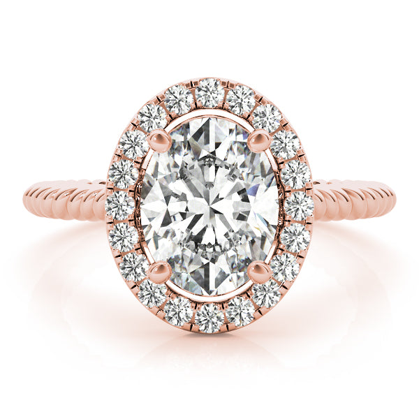 14K Rose Gold 1 ct tw Halo Diamond Engagement Ring