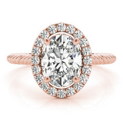 14K Rose Gold 1 ct tw Halo Diamond Engagement Ring