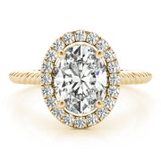 14K Yellow Gold 1 ct tw Halo Diamond Engagement Ring