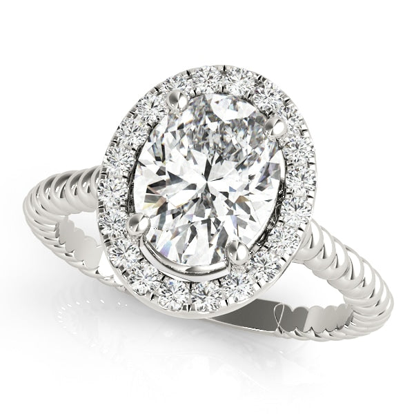 14K White Gold 1 ct tw Halo Diamond Engagement Ring