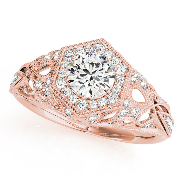 18K Rose Gold 1.33ctw Diamond Halo Engagement Ring