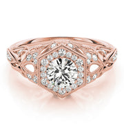 14K Rose Gold 1 1/3 ct tw Halo Diamond Engagement Ring