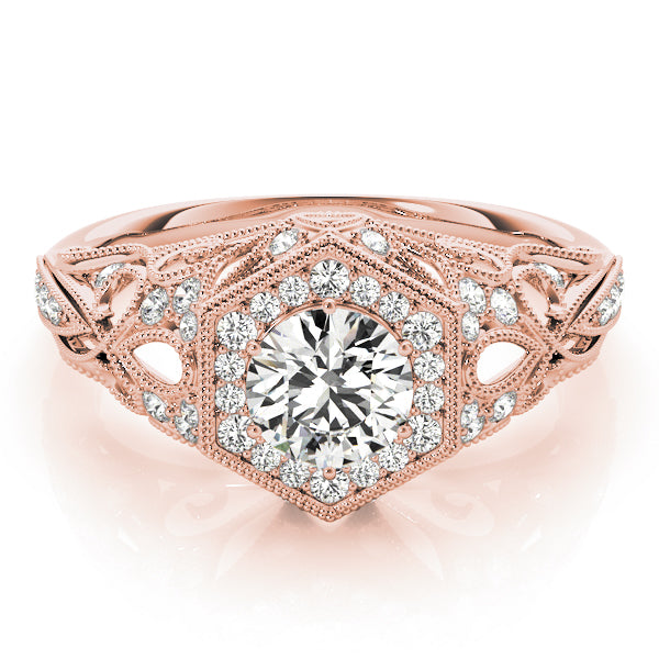 14K Rose Gold 1 1/3 ct tw Halo Diamond Engagement Ring