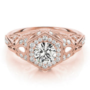 18K Rose Gold 1 1/3 ct tw Halo Diamond Engagement Ring
