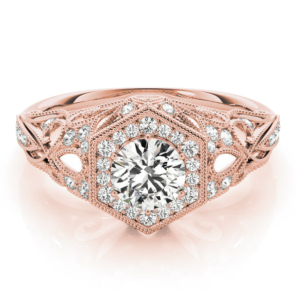 18K Rose Gold 1 1/3 ct tw Halo Diamond Engagement Ring