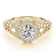 14K Yellow Gold 1 1/3 ct tw Halo Diamond Engagement Ring