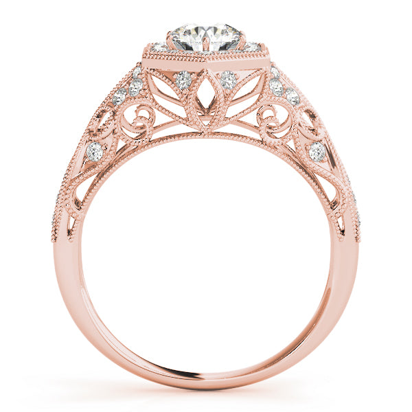 18K Rose Gold 1 1/3 ct tw Halo Diamond Engagement Ring