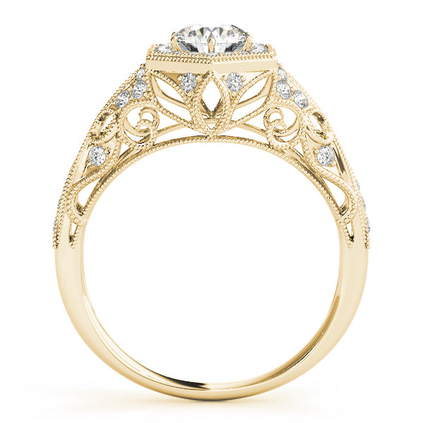 14K Yellow Gold 1 1/3 ct tw Halo Diamond Engagement Ring