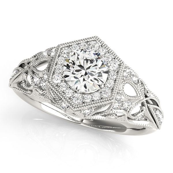 14K White Gold 1 1/3 ct tw Halo Diamond Engagement Ring