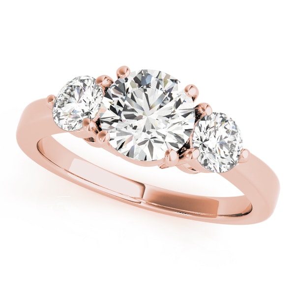 14K Rose Gold 1 1/2 ct tw Three Stone Diamond Engagement Ring