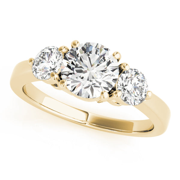 18K Yellow Gold 1.5ctw Round Diamond Three-Stone Ring