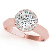 14K Rose Gold Round Diamond Halo Engagement Ring
