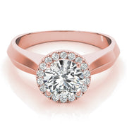 18K Rose Gold 1 ct tw Halo Diamond Engagement Ring