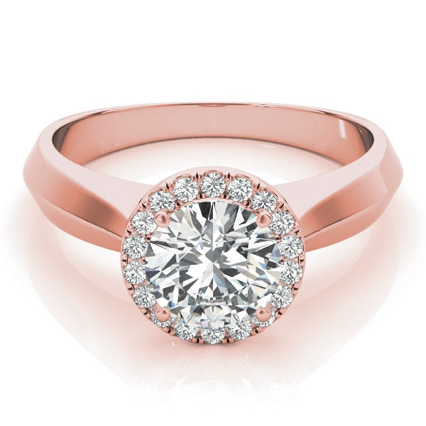 18K Rose Gold 1 ct tw Halo Diamond Engagement Ring