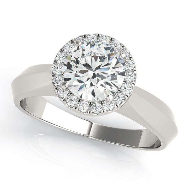 1 CT Round Diamond Halo Engagement Ring