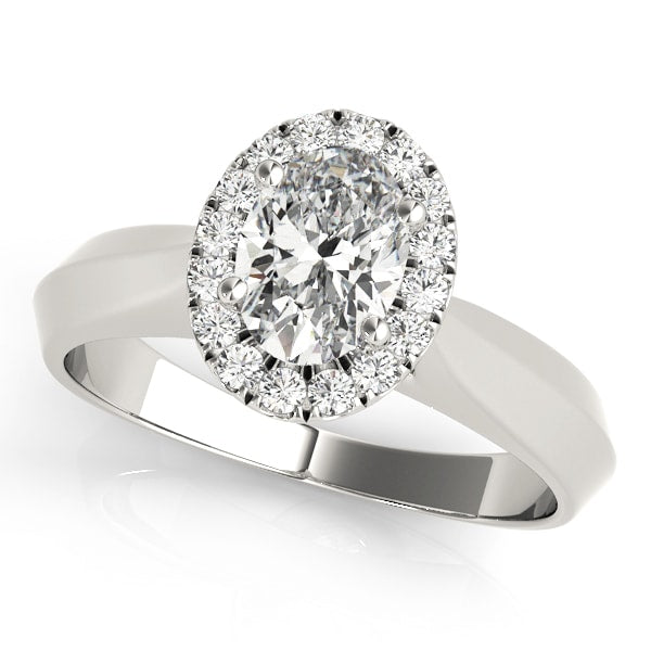 14K White Gold 1/2 ct tw Halo Diamond Engagement Ring