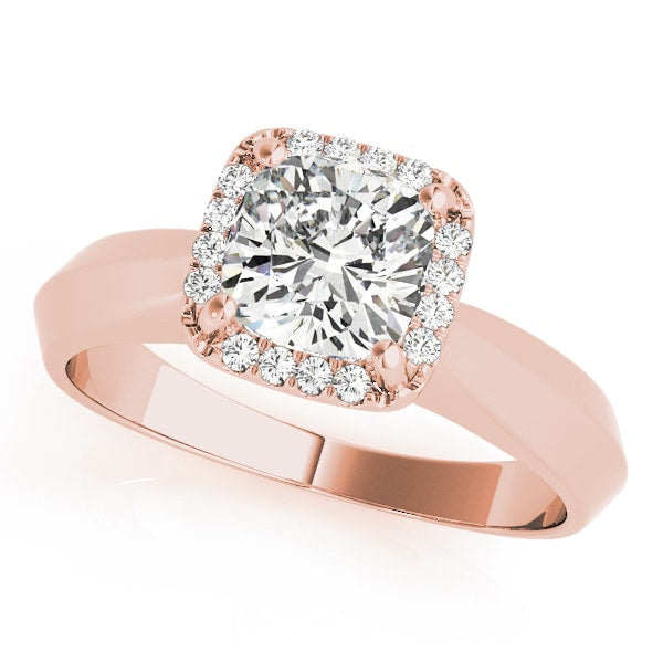 18K Rose Gold 1 ct tw Halo Diamond Engagement Ring