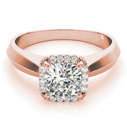 14K Rose Gold 1 ct tw Halo Diamond Engagement Ring