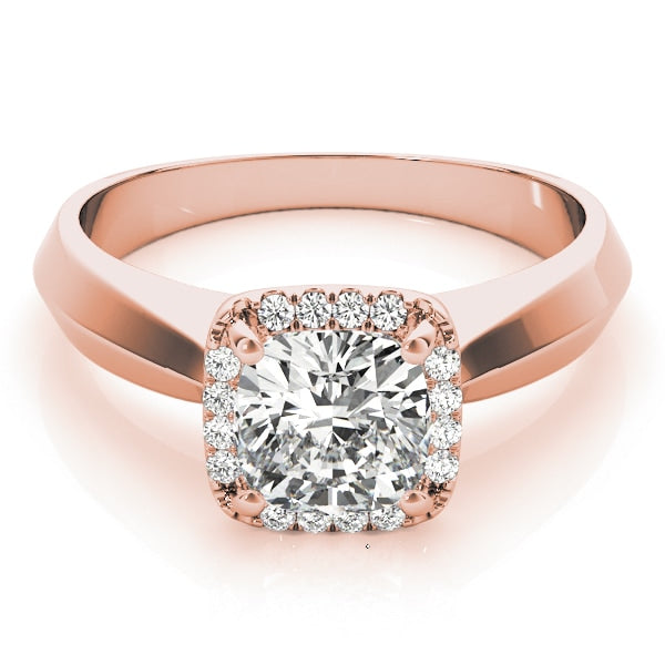 18K Rose Gold 1 ct tw Halo Diamond Engagement Ring