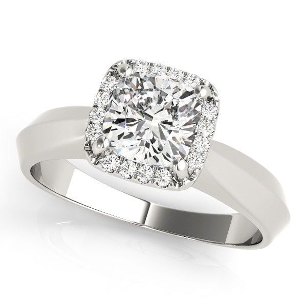18K White Gold 1 ct tw Halo Diamond Engagement Ring