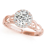 14K Rose Gold 1 ct tw Halo Diamond Engagement Ring