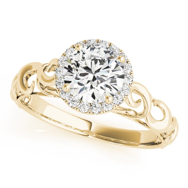 18K Yellow Gold 1 ct tw Halo Diamond Engagement Ring