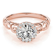 14K Rose Gold 1 ct tw Halo Diamond Engagement Ring