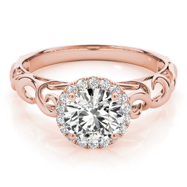 14K Rose Gold 1 ct tw Halo Diamond Engagement Ring