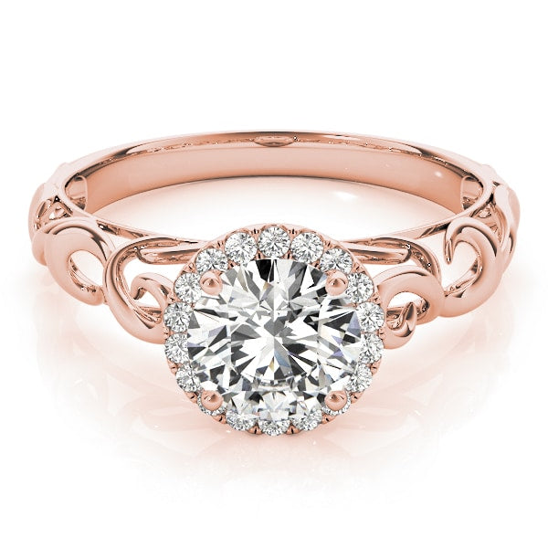 18K Rose Gold 1 ct tw Halo Diamond Engagement Ring