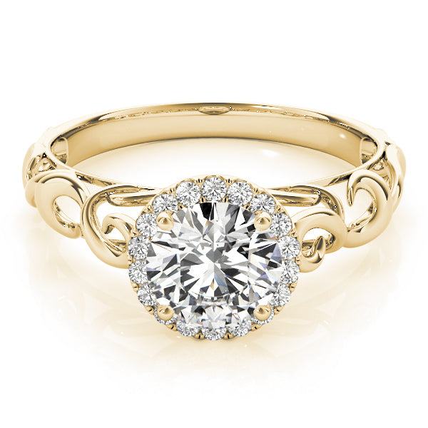 14K Yellow Gold 1 ct tw Halo Diamond Engagement Ring