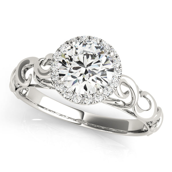 1 CT Round Diamond Halo Engagement Ring