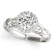 1 CT Round Diamond Halo Engagement Ring