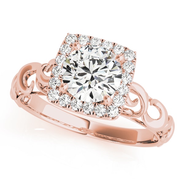 14K Rose Gold 1 1/8 ct tw Halo Diamond Engagement Ring