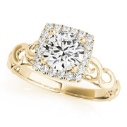 18K Yellow Gold 1 1/8 ct tw Halo Diamond Engagement Ring