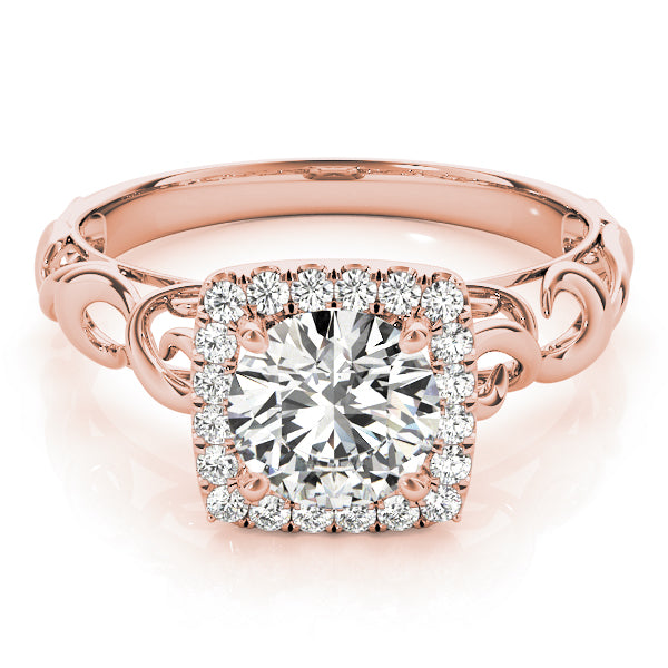14K Rose Gold 1 1/8 ct tw Halo Diamond Engagement Ring